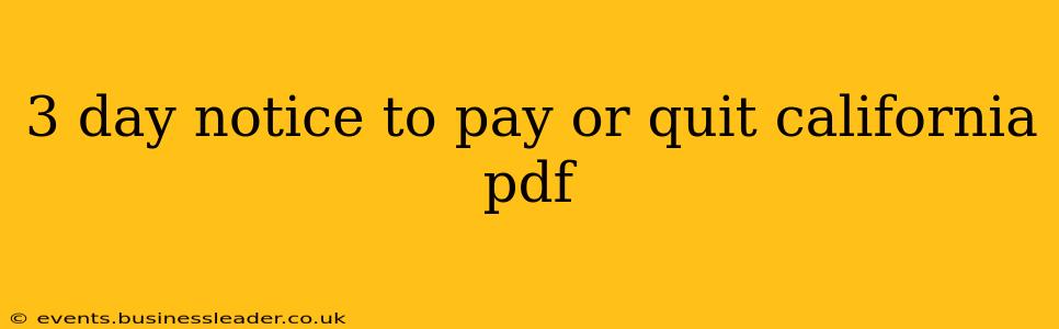 3 day notice to pay or quit california pdf