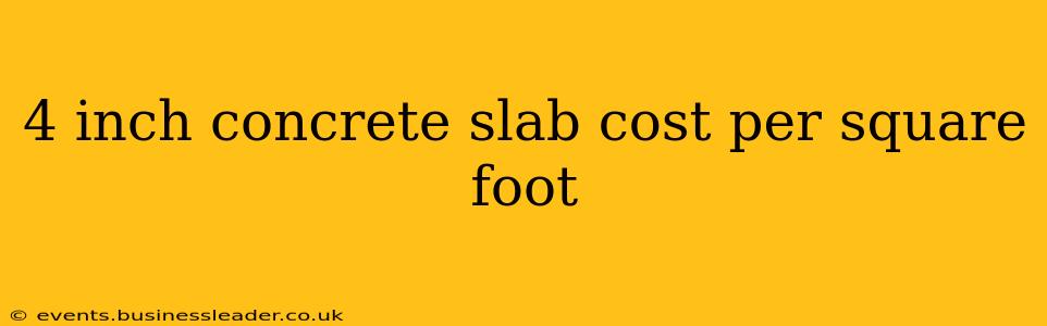 4 inch concrete slab cost per square foot
