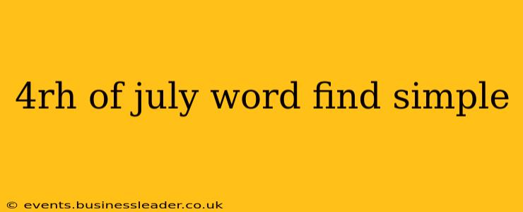 4rh of july word find simple