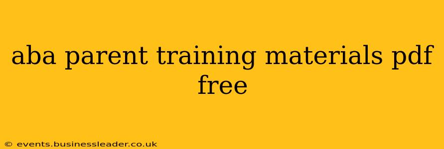 aba parent training materials pdf free