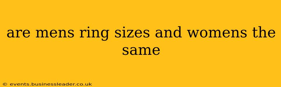 are mens ring sizes and womens the same