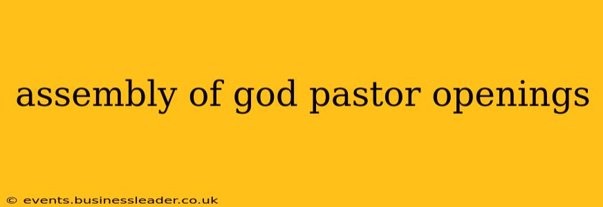 assembly of god pastor openings
