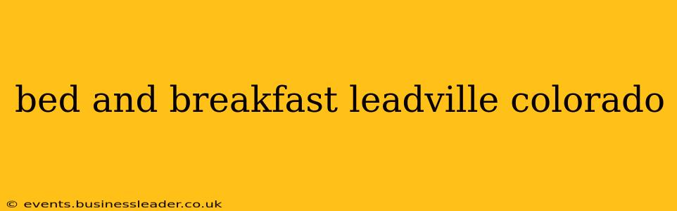 bed and breakfast leadville colorado