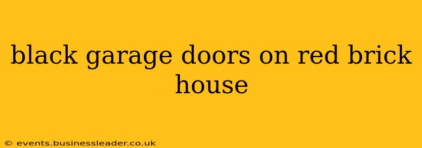 black garage doors on red brick house