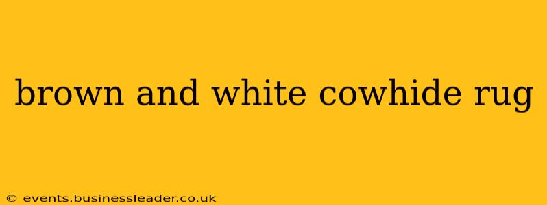 brown and white cowhide rug