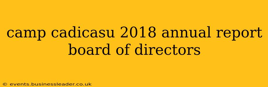 camp cadicasu 2018 annual report board of directors