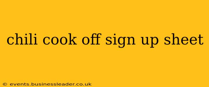 chili cook off sign up sheet