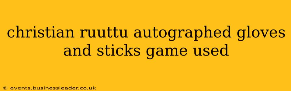 christian ruuttu autographed gloves and sticks game used