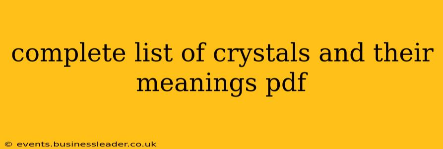 complete list of crystals and their meanings pdf