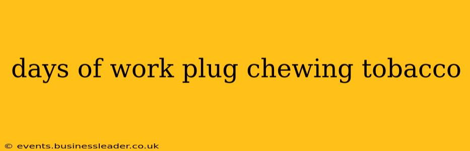 days of work plug chewing tobacco