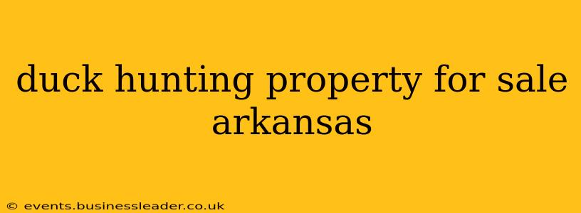 duck hunting property for sale arkansas