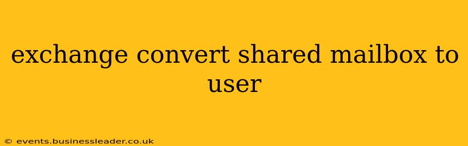 exchange convert shared mailbox to user