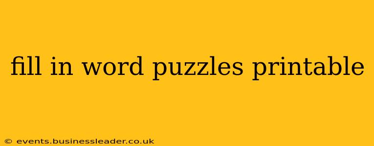fill in word puzzles printable