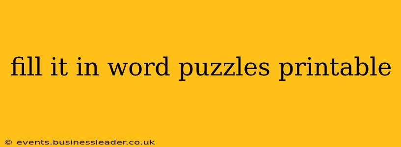 fill it in word puzzles printable