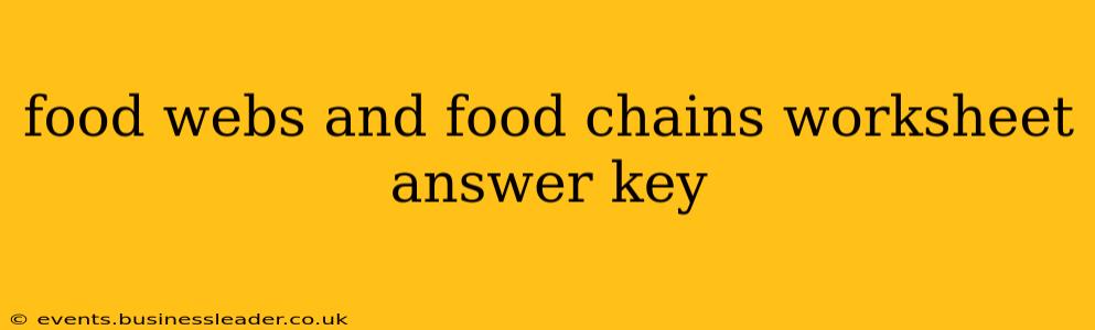 food webs and food chains worksheet answer key