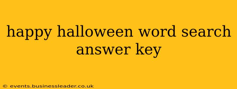 happy halloween word search answer key
