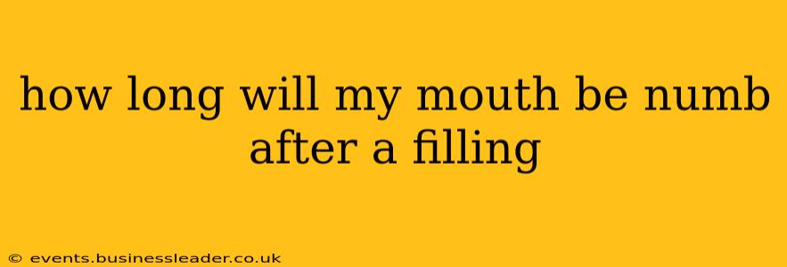 how long will my mouth be numb after a filling