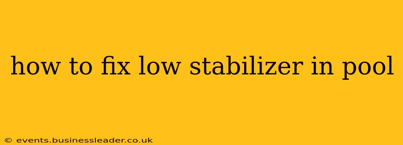 how to fix low stabilizer in pool