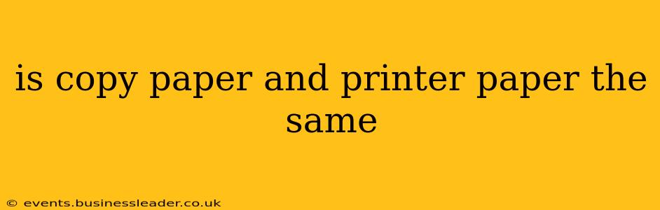 is copy paper and printer paper the same