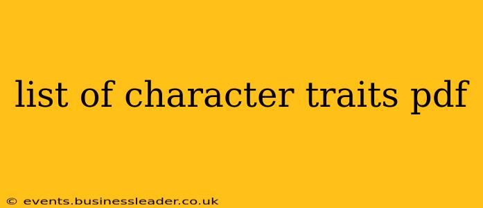 list of character traits pdf