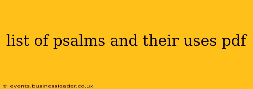 list of psalms and their uses pdf