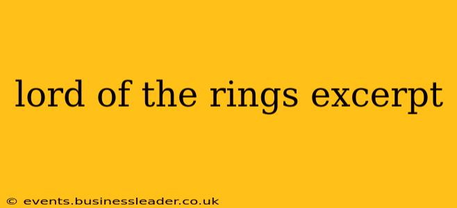 lord of the rings excerpt