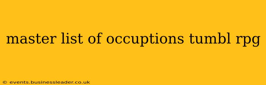 master list of occuptions tumbl rpg