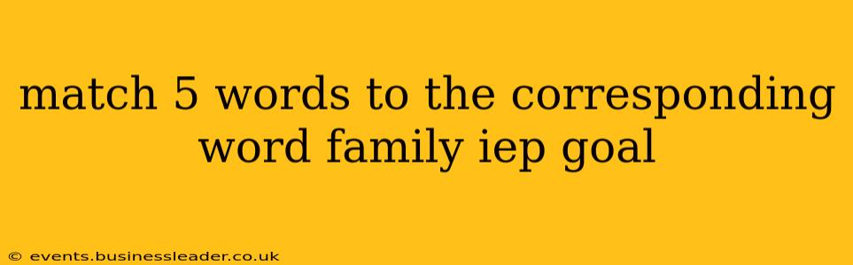 match 5 words to the corresponding word family iep goal