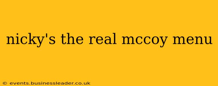 nicky's the real mccoy menu