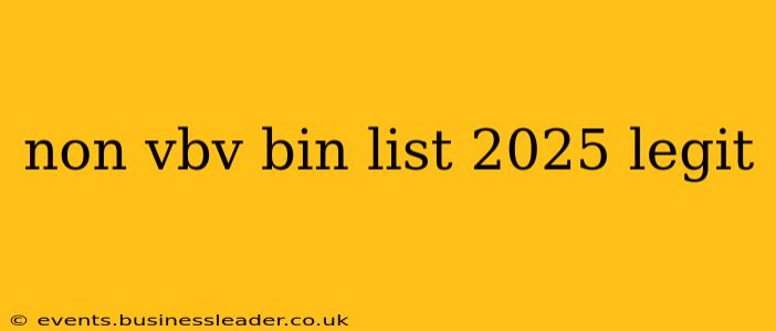 non vbv bin list 2025 legit