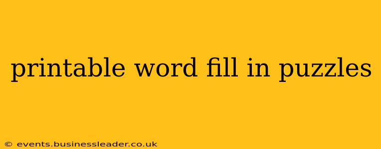 printable word fill in puzzles