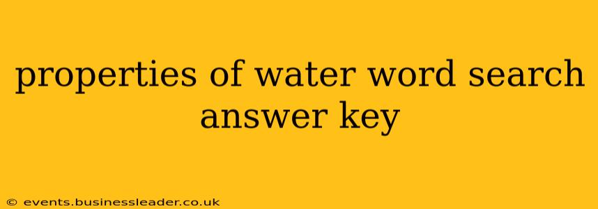 properties of water word search answer key