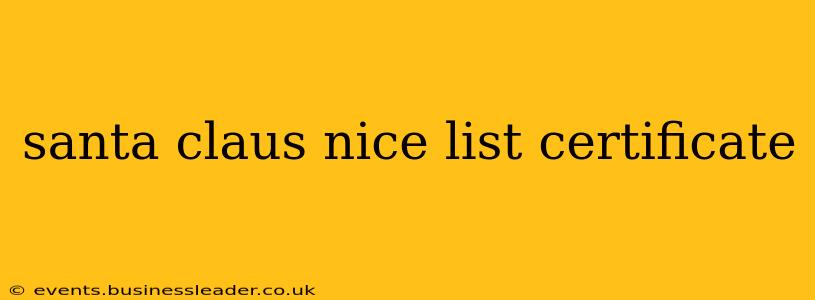 santa claus nice list certificate