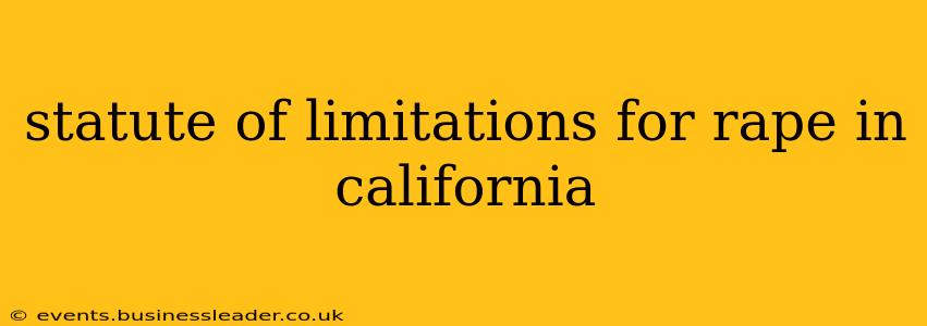 statute of limitations for rape in california