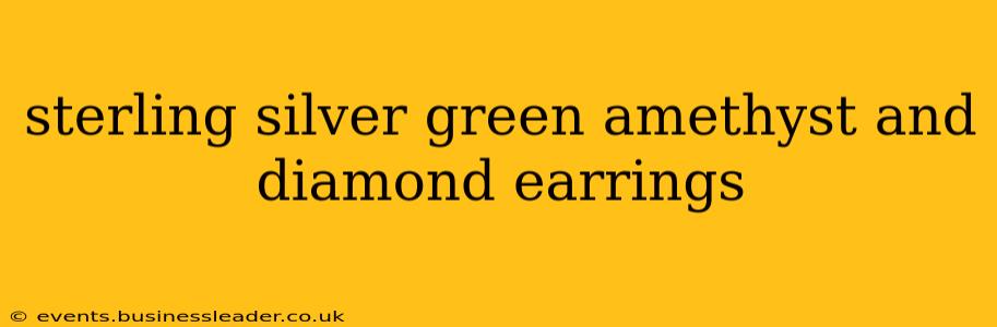 sterling silver green amethyst and diamond earrings
