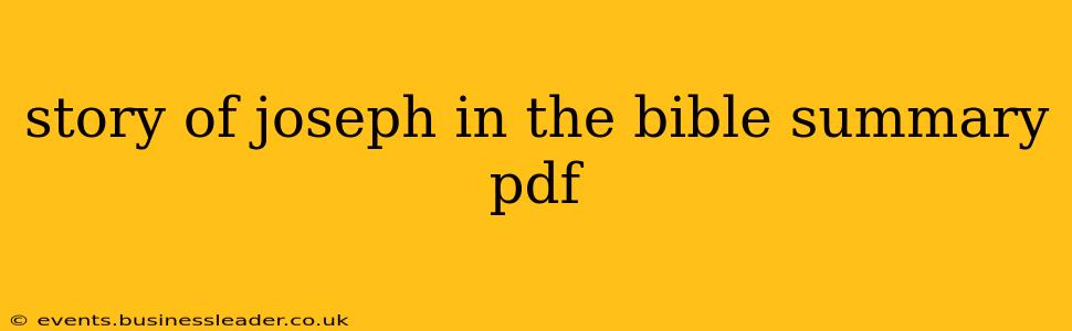 story of joseph in the bible summary pdf