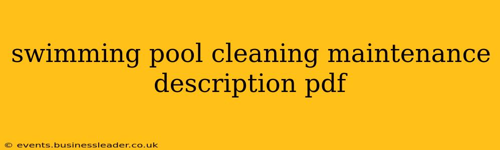 swimming pool cleaning maintenance description pdf