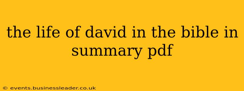 the life of david in the bible in summary pdf