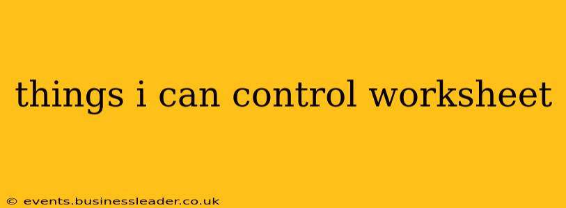 things i can control worksheet