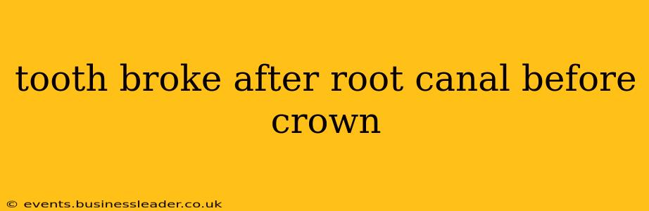 tooth broke after root canal before crown