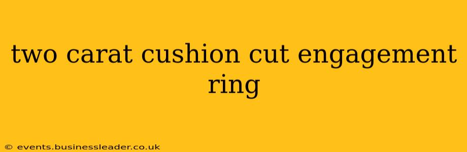 two carat cushion cut engagement ring