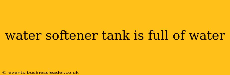 water softener tank is full of water