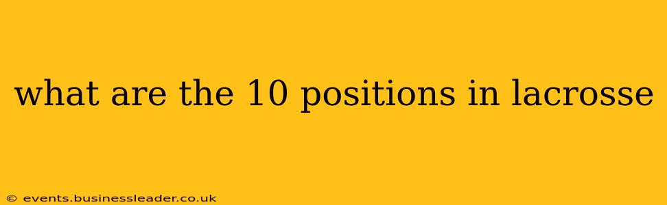what are the 10 positions in lacrosse