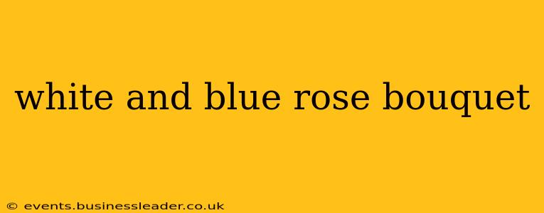 white and blue rose bouquet